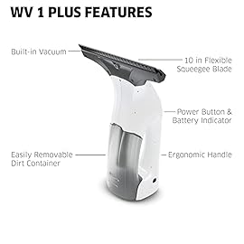 Krcher WV 1 Electric Window Vacuum Squeegee 10 - Perfect for Showers, Mirrors, Glass, and Countertops - Electric Squeegee