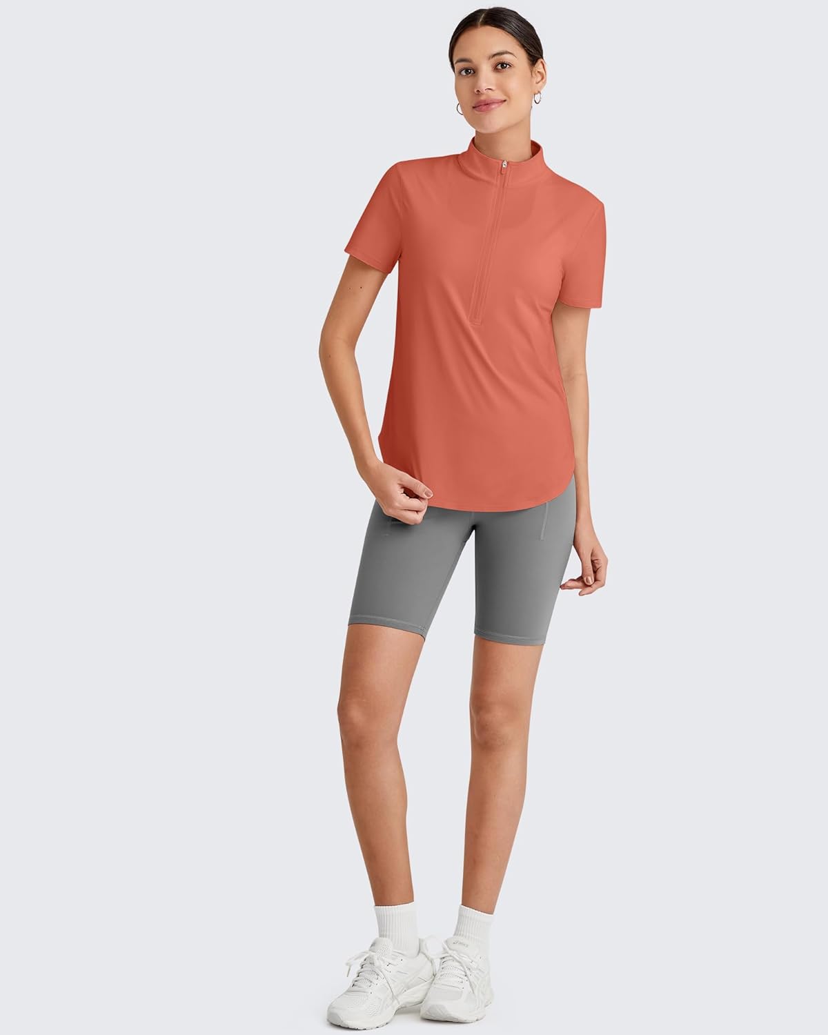 G4Free Skimetic UPF 50+ Womens Workout Tops Short Sleeve Half Zip Golf Shirts Loose Fit Athletic Gym Tshirts Running