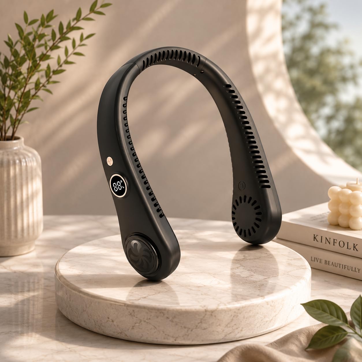 Gesto Portable Neck Fan Rechargeable – Hands-Free Neck Fan for Summer With 1500 mAh Battery & Display | 5-Speed 360° Airflow, USB Charging Personal Fan for Home, Kitchen, Gym, Travel, Running-picture-24