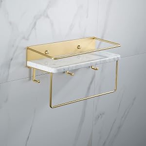 NPQPNAFC Kitchen Bathroom Shelves Shower Caddy Wall-Mounted Cosmetic Box Storage Rack Marble Tray Bathrooms Shampoo Shower Gel Organizer