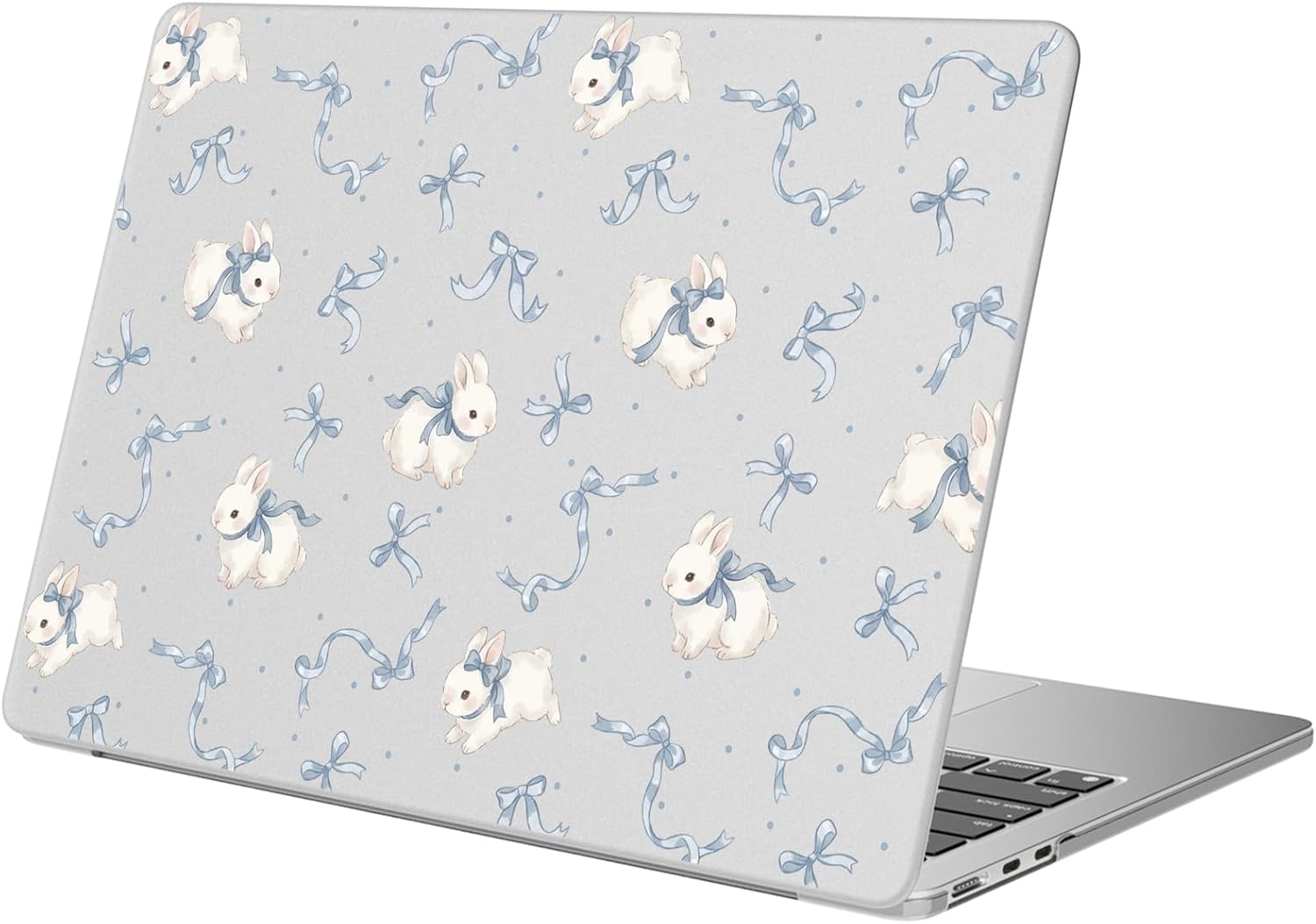 Compatible with MacBook Pro 13 inch Case M2 2025, 2024-2016 A2338 M1 A2251 A2289 A2159 A1989 A1708 A1706, Cute Bunny Blue Bow Protective Hard Shell Matte Cover for Mac Pro 13