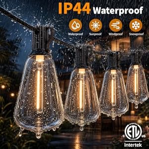 Hotsonic Remote Control Outdoor String Lights Waterproof, 50FT LED Outside Lights with Shatterproof Bulbs, Dimmable Hanging Lights 3 Modes for Patio Porch Garden Pergola Yard House Bistro Party Decors — photo 3 of 6