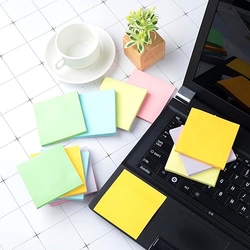 Miniatura 5 de Paquete de 12 notas adhesivas de 3 x 3 pulgadas adhesivos de colores pastel superadhesivos 6 colores adhesivo fuerte