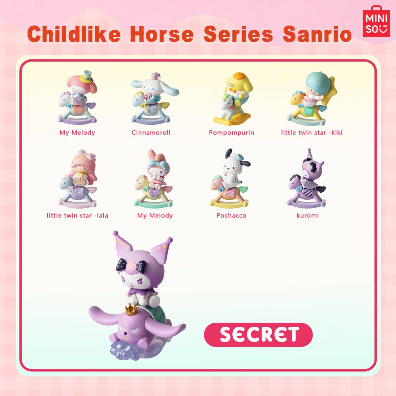 Miniso Sanrio Characters Blind Box, 2.5Inch Childlike Horse Series
