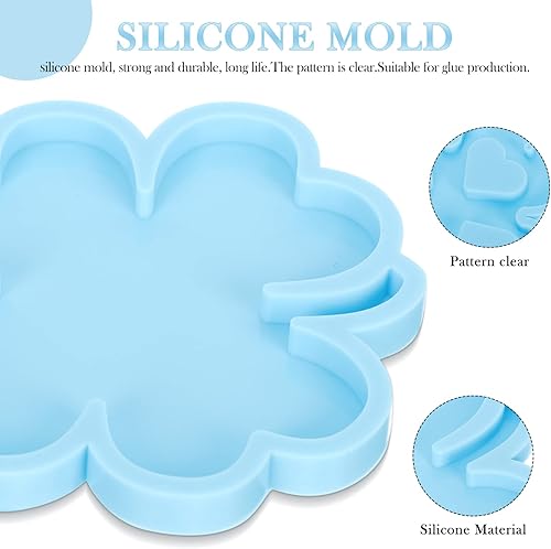 Miniatura 7 de ABOOFAN 2 moldes de silicona para trébol de cuatro hojas, molde de resina de trébol del día de San Patricio, llavero, moldes de resina epoxi con