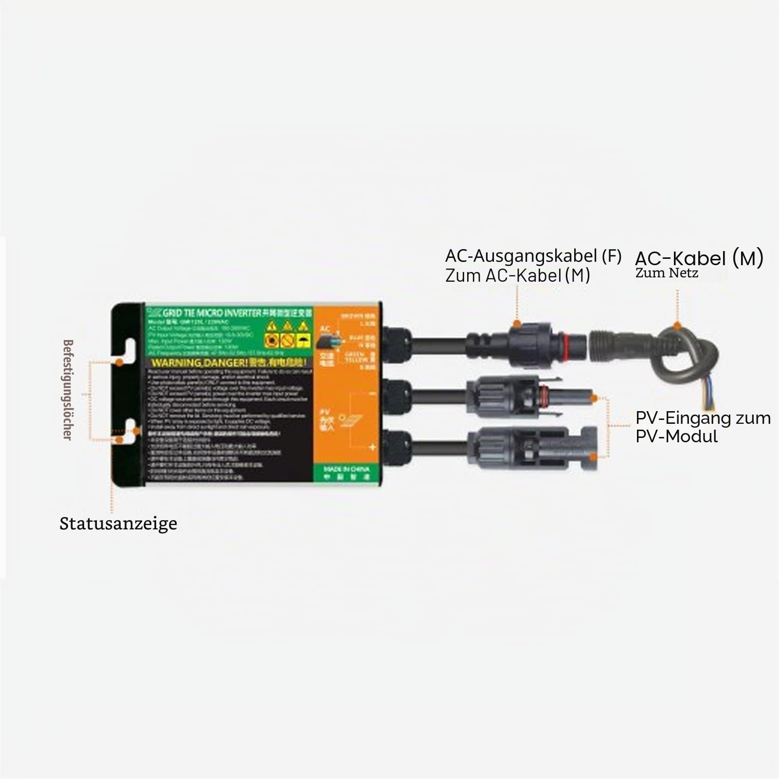 Micro Solar-Wechselrichter 150 W 230 V, Solar Grid Tie, automatische Identifizierung Wechselrichter für kleine Solare, Eingang von 10,8 V bis 30 V DC zu AC Ausgang von 180 V bis 280 V Grid Tie MICR
