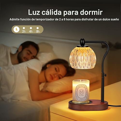 Miniatura 5 de Lámpara de vela con temporizador y regulador – Altura ajustable para velas perfumadas, con 2 bombillas de 50 W – Regalo de decoración del hogar