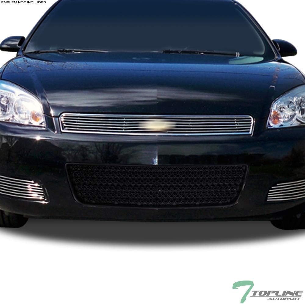Glossy Black Mesh Front Lower Bumper Grill Grille Guard ABS Compatible With 06-13 Chevy Impala / 14-16 Limited