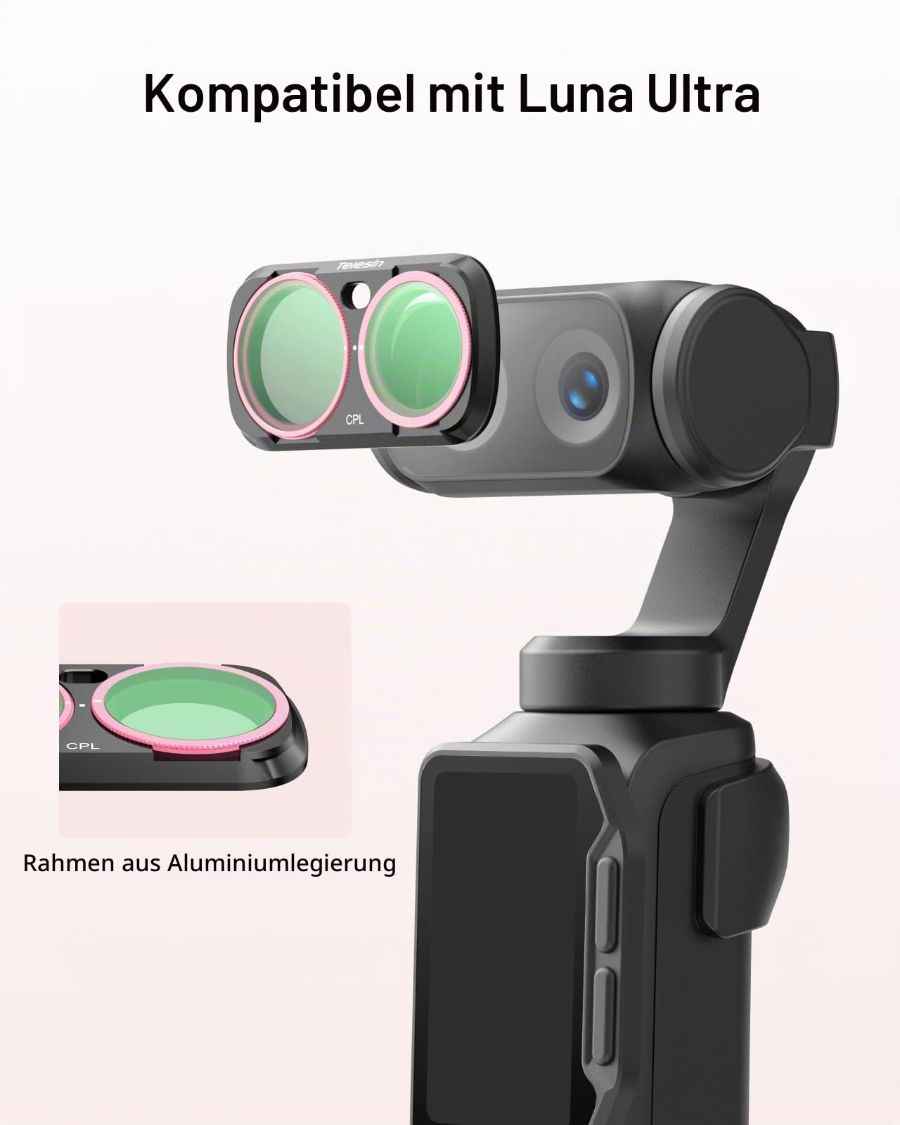 TELESIN Filter-Set CPL VND 2-32 1/4 Mist für Insta360 Luna Ultra Magnetisch | Magnetic mount | Wasser- und Ölschutz | 99% light trans | Quick swap | Travel ready