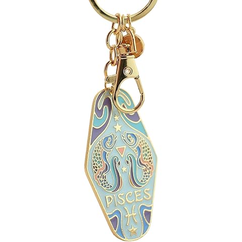 Vintage Illustrated Zodiac Keychain, 12 Constellations Enamel Keychain, Astrology Pendant for Keys or Bag, Horoscope Gift