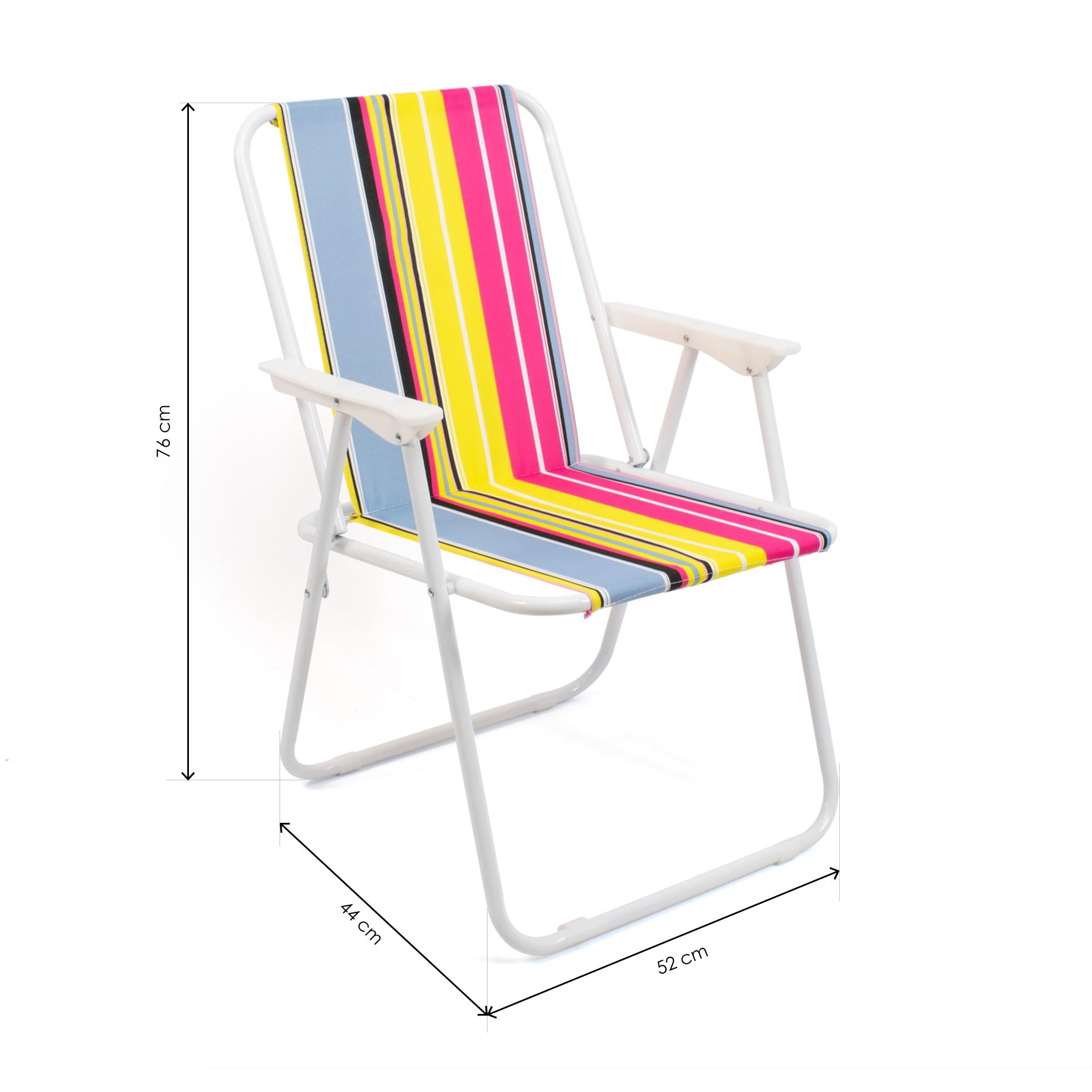 The Secret Home Pack 2 Sillas de Playa Plegables y Ligeras de Metal y Poliéster | Silla de Exterior para Camping, Jardín y Terraza | Estructura Resistente con Rayas Multicolor | Asiento Portátil