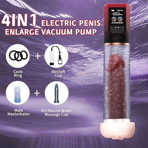 Miniatura 2 de Penis Pump Penis Enlarger Extender with Lube,3 in 1 Men's Vibrator,Electric Penis Vacuum Pump with 12 Smart Training Modes,Penis Sleeve Male Azul