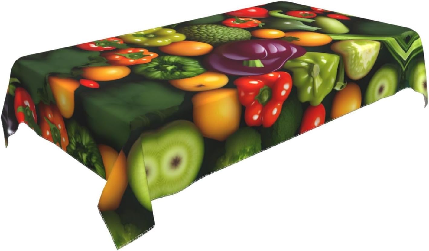 Tovaglia Antimacchia 300x140 cm Rettangolare Frutta e Verdura Tovaglie Impermeabile 3 Metri Copritavolo Poliestere Protezione Tavolo Multicolore, per Feste (12-14 Posti) a-1828