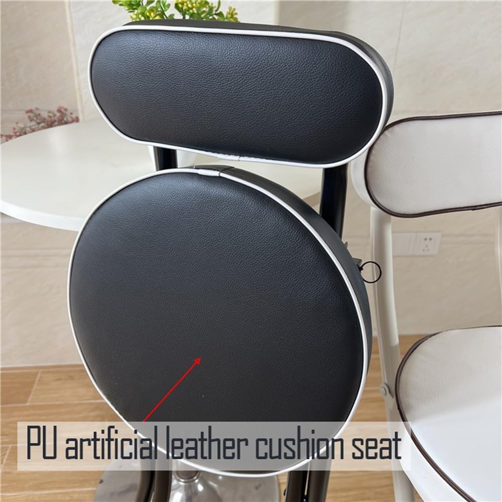 Taburete de Bar Redondo Acolchado y Plegable 70cm/75cm, Silla Alta para Adultos con Respaldo, Silla de Cocina Desayuno Plegable y portátil (75cm/30in)