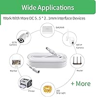 Vista 5 de Cable de extensión de alimentación CC de 33 pies 32.8 ft de 0.217 in x 0.083 in, cable de extensión de 12 V/24 V para cámaras de seguridad CCTV