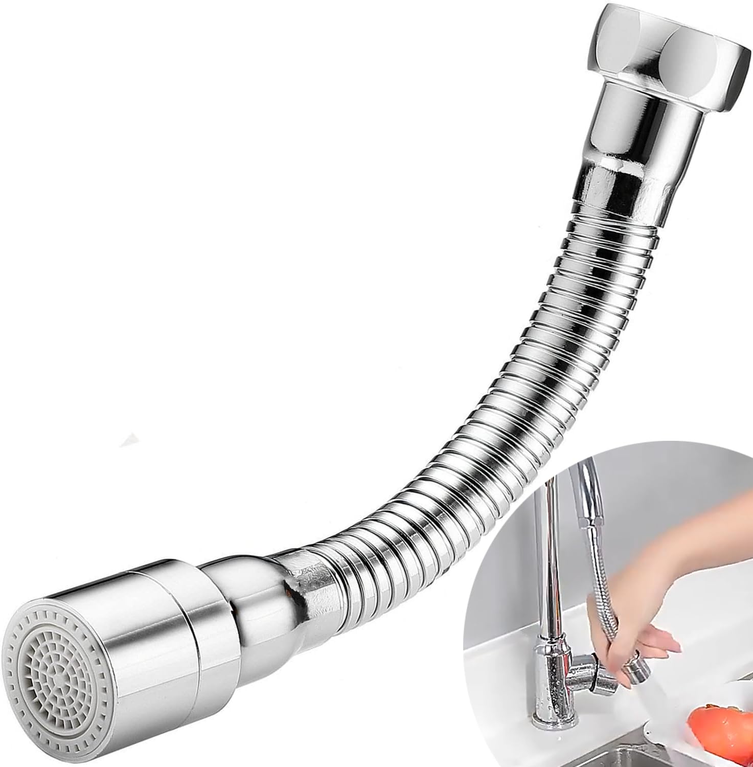 STOAT®Extensión de grifo 18cm de acero inoxidable 304.Orientación fija.Práctico para cepillarse los dientes, lavarse la cara y el pelo y para recoger el agua.