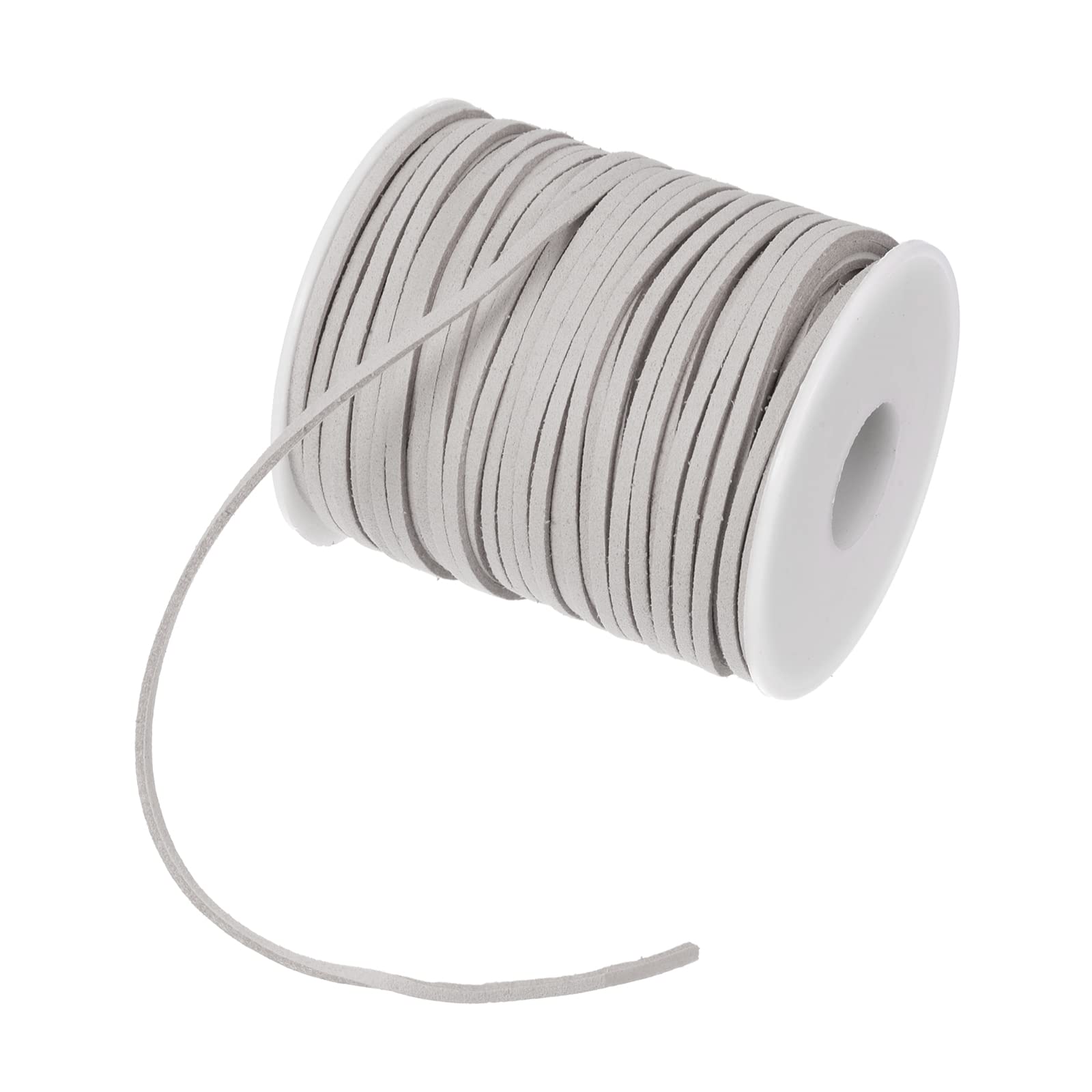 PATIKIL Suede Cord with Roll Spool 3mm 50 Yard, Flat Faux Leather Lace for Necklace Bracelet Jewelry Making Beading DIY Crafts, Gray