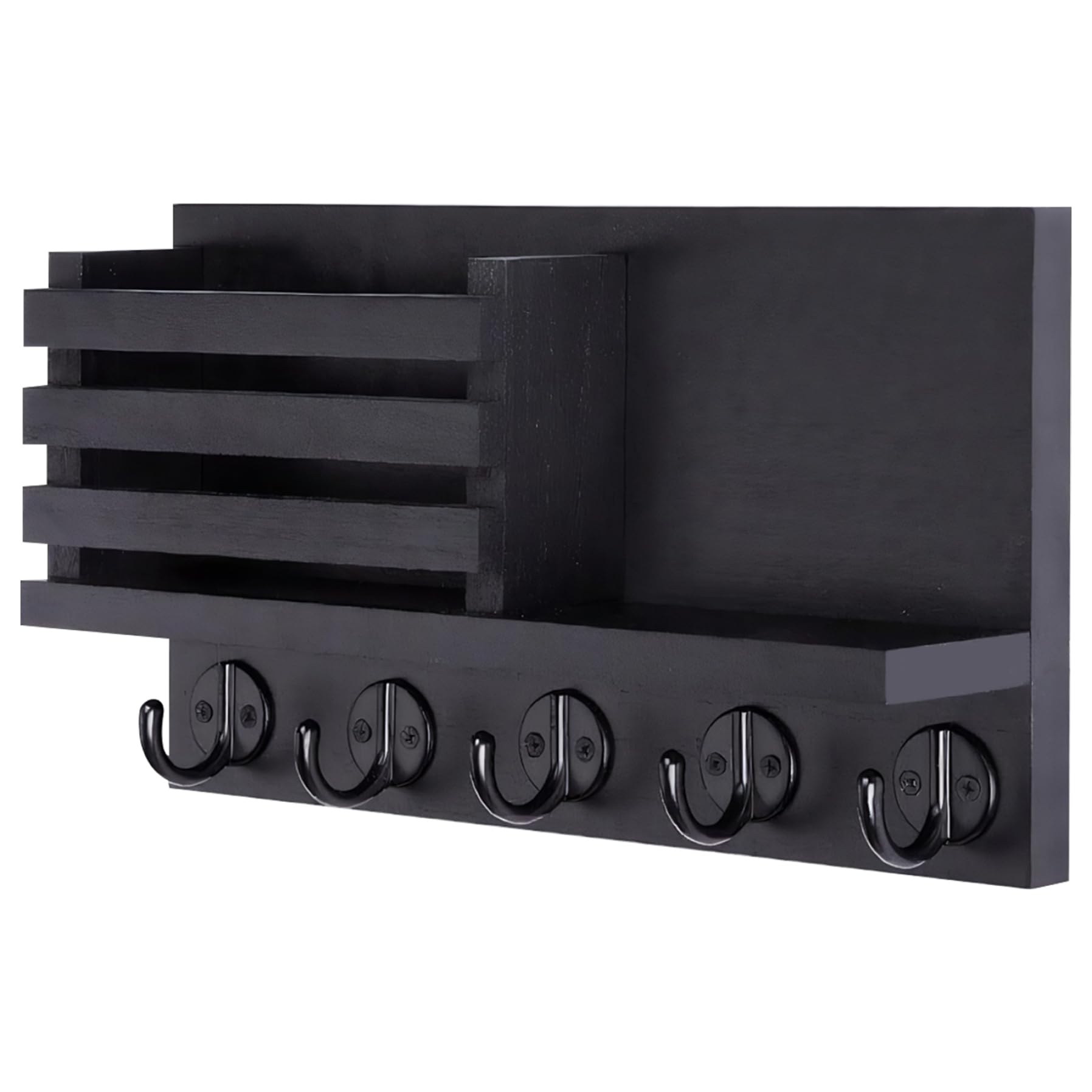 Porte-clés pour mur en bois avec support de rangement contre le désordre d'entrée