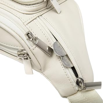 Leather Fanny Pack Waist Bag for Men Women Outdoor Travel Hiking Camping Walking Running Hip Bum Belt Slim Cell Phone Purse Wallet Pouch, #04Beige, 11.81 x 4.72, Waist Pack