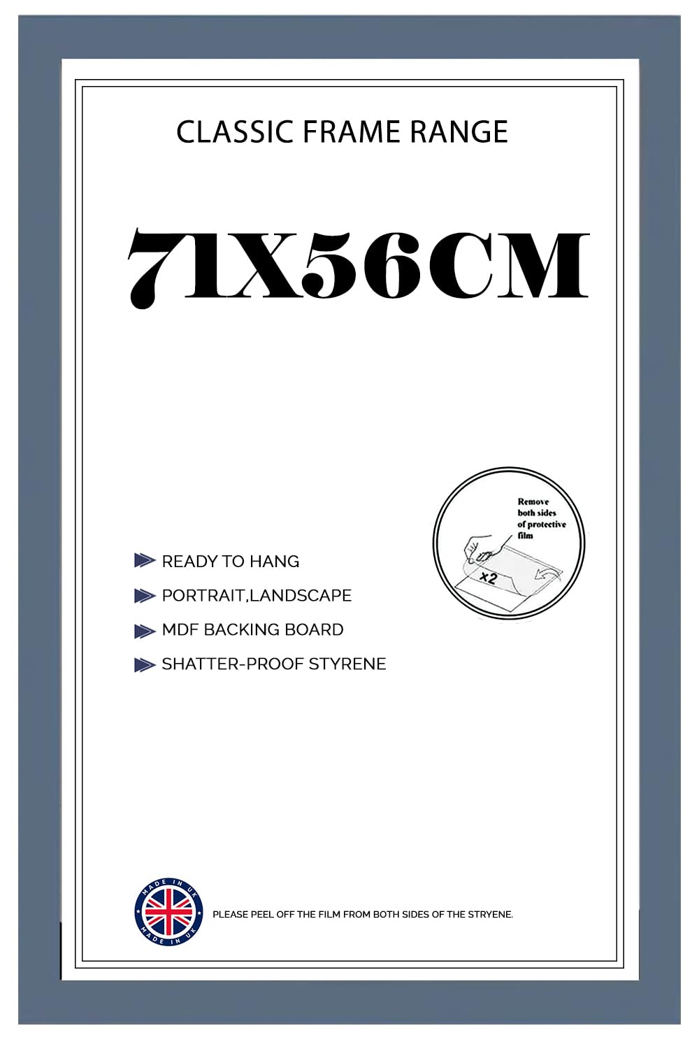 Picture Frame 51x76 cm for Jigsaw Puzzles | Strong MDF Wooden Shatter-Proof Front | 76cm x 51cm Vertical & Horizontal 30x15mm Moulding for Home & Office - Dark Grey