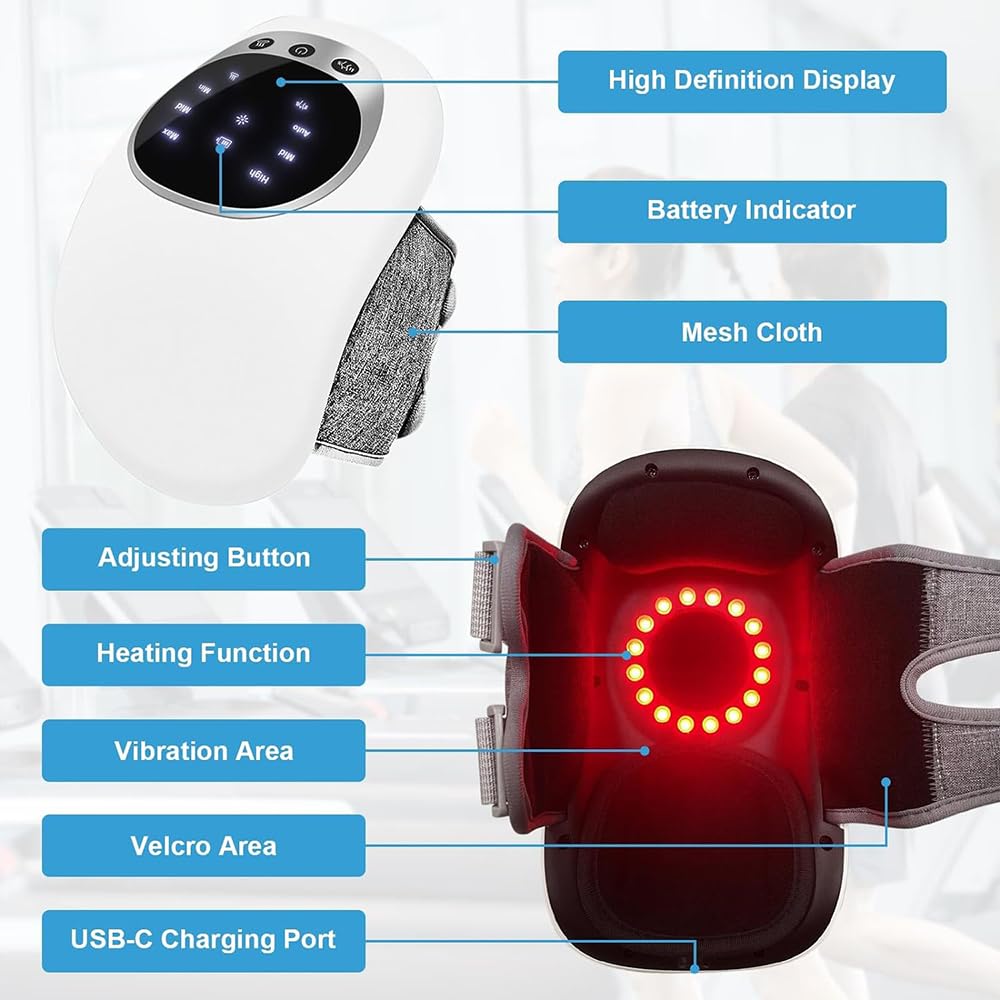 Masajeador De Rodilla Con Calor, Masajeador Multifunción Con Pantalla LED, 45/50/55℃ Compresa Caliente, 3 Modos De Vibración, Diseño Recargable, Para Alivio Del Dolor De Codo, Rodilla Y Hombro