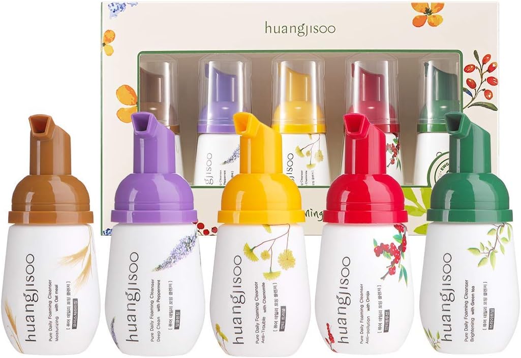 [huangjisoo] Pure Daily Foaming Cleanser Mini Trial Kit - Face Wash For Dry and Sensitive Skin - All Natural + Organic Face Cleansing Foam