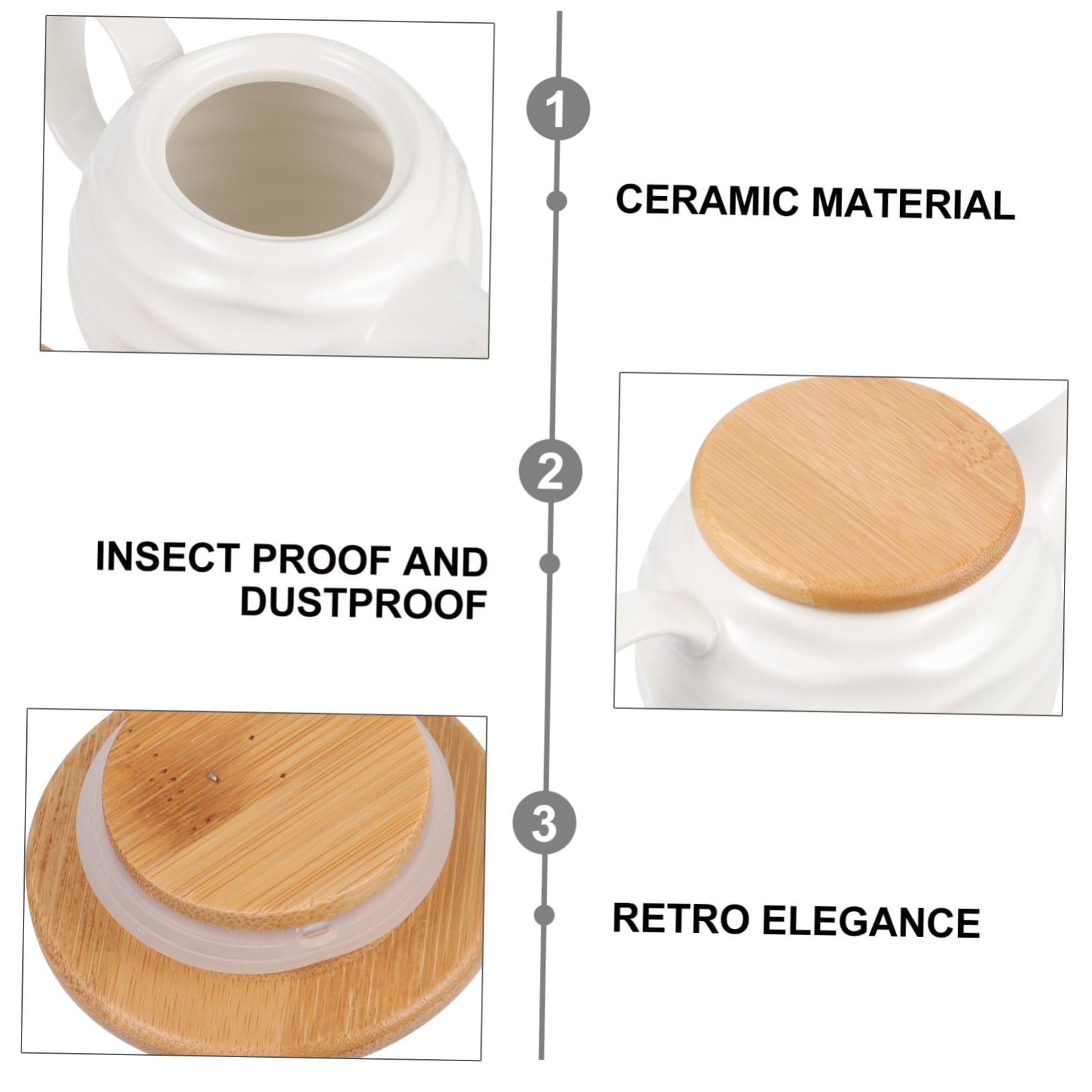 Zerodeko 1pc Pot Liquid Condiment Dispenser Sauce Pourer Liquid Containers Ceramic Pitcher with Lid Mini Ceramic Container Gravy Restaurant Condiment Bowl White Grease Retainer