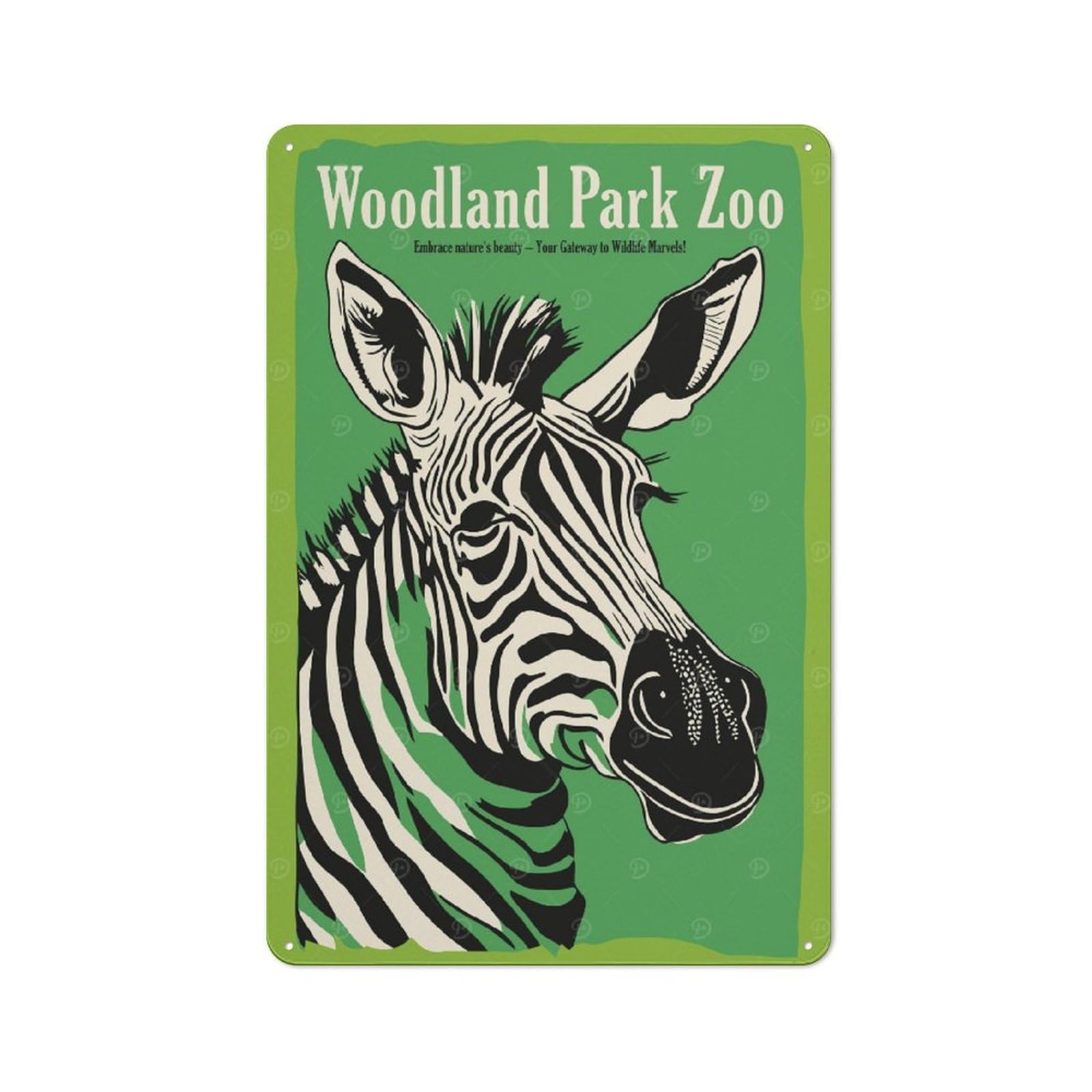 Junmoney Style-18 Retro Metal Wall Sign 30X20cm Featuring Woodland Park Zoo Poster For Garage Wall, For Garage, Workshop And Man Cave Decoration