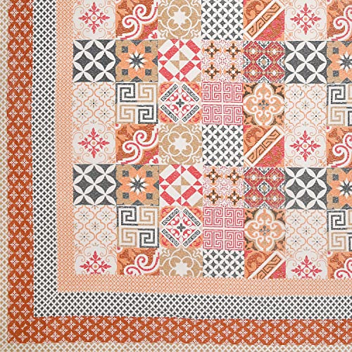 Image of BLOCKS OF INDIA Hand Block Printed 200 TC Cotton King Size Bedsheet (Orange Ikat)