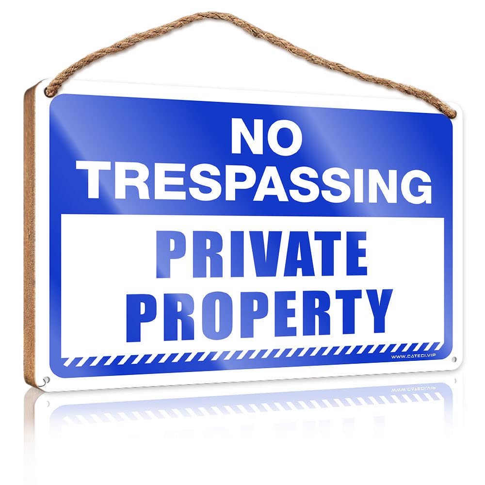 Wall Hanging Plaque Sign No Trespassing Private Property Wooden Sign Decorations For The Kitchen Farmhouse Bathroom Dec(23X35CM)