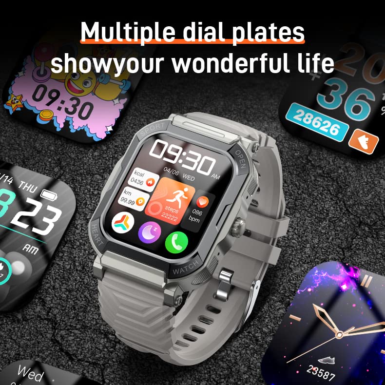 Smart Watches for Men, 1.91'' HD Fitness Activity Tracker Watch with Blood Pressure/Heart Rate Monitor/Blood Oxygen, IX68 Waterproof black Military Outdoors Sport Watch Compatible with iOS and Android - Image 7