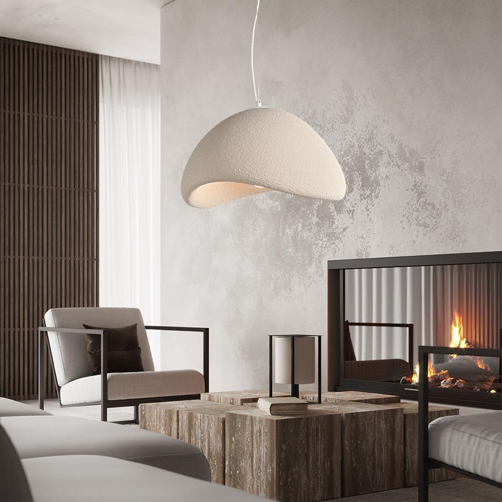 Wabi Sabi Style Lampa Wisząca E27 Ręcznie Wykonany Żyrandol Rzeźby Z Polistyrenu Nowoczesne I Proste Regulowane Wysokość Światła Wieszące Nadające Się Do Salonu Jadalni Kuchni(40cm)