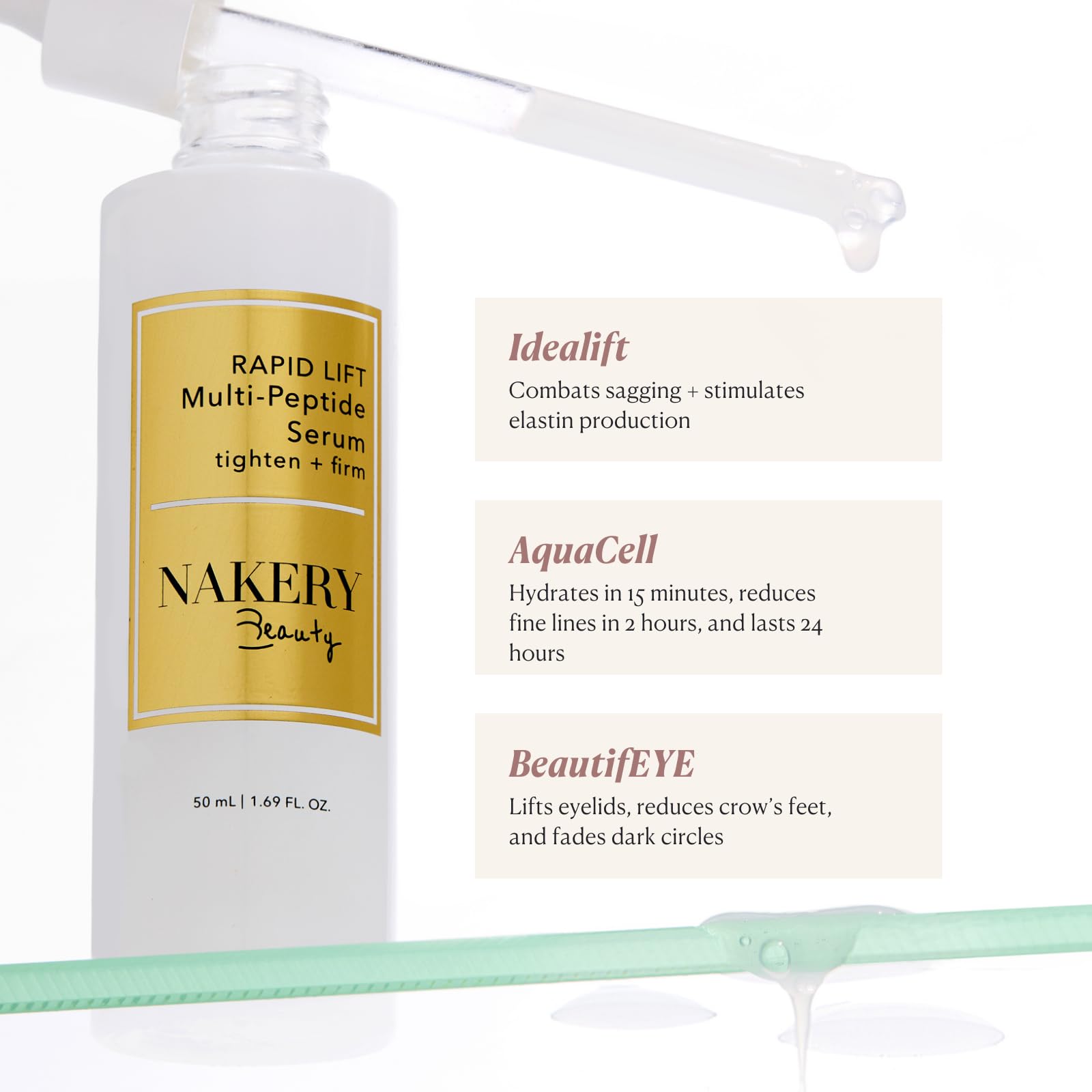 Nakery Collagen Peptide Serum for Women - Rapid Lift Face Serums for Anti Aging Face Tightening and Lifting - Multi Peptides Collagen Serum for Face & Crepey Skin to Firm Wrinkles & Sagging Skin