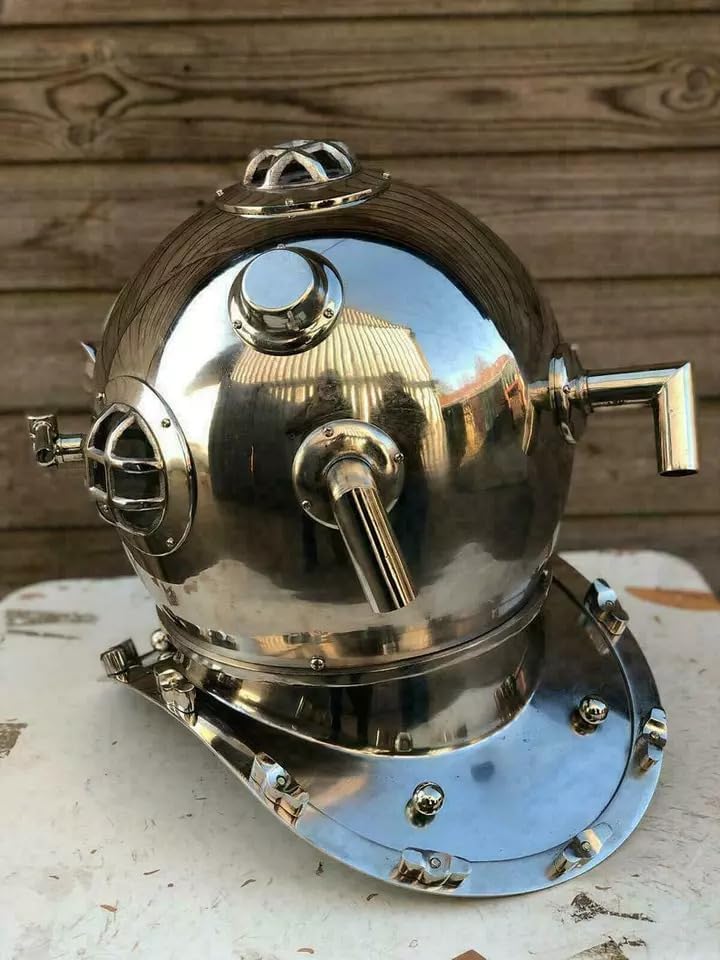 Silver US Navy Mark V Deep Sea Antique Scuba Marine Divers Diving Helmet Diver 18" Inch Gift