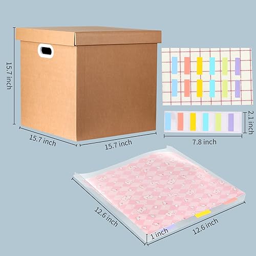 Miniatura 2 de Juego de cajas de almacenamiento de álbumes de recortes de 12 x 12 pulgadas 1 caja organizadora de archivos 12 piezas organizador de papel de álbum