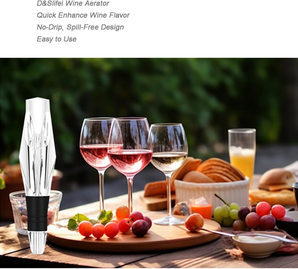 D&Slifei Wine Aerator Pourer and Decanter Spout for Elevate Wine Flavor, Enhances Bouquet and Rich Finish.Drip Free, Easy to Use. - Image 4