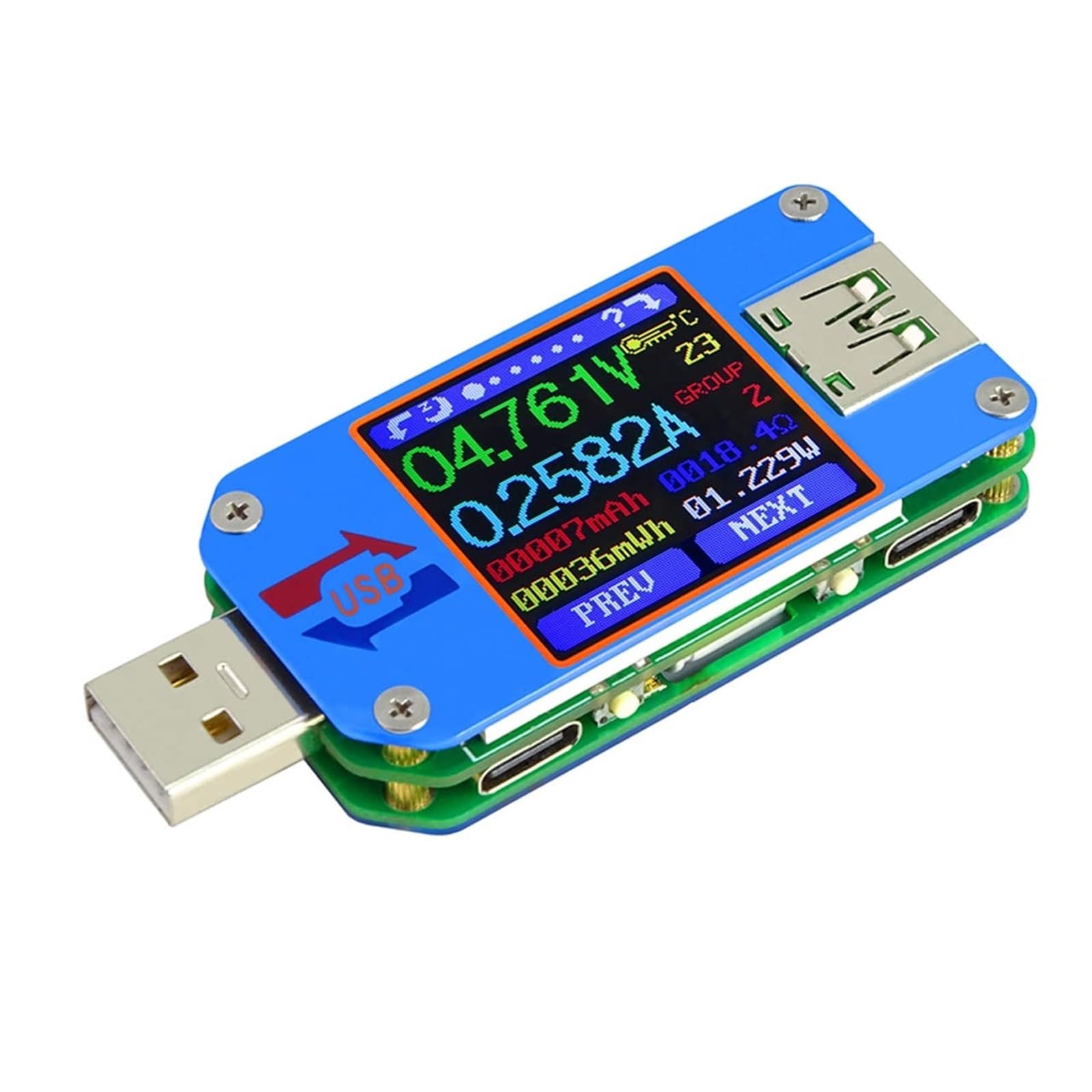 Tester USB UM25 UM25C Miernik napięcia i prądu USB 2.0 Type-C Kolorowy wyświetlacz LCD Woltomierz Amperomierz Ładowanie baterii Tester USB(UM25)
