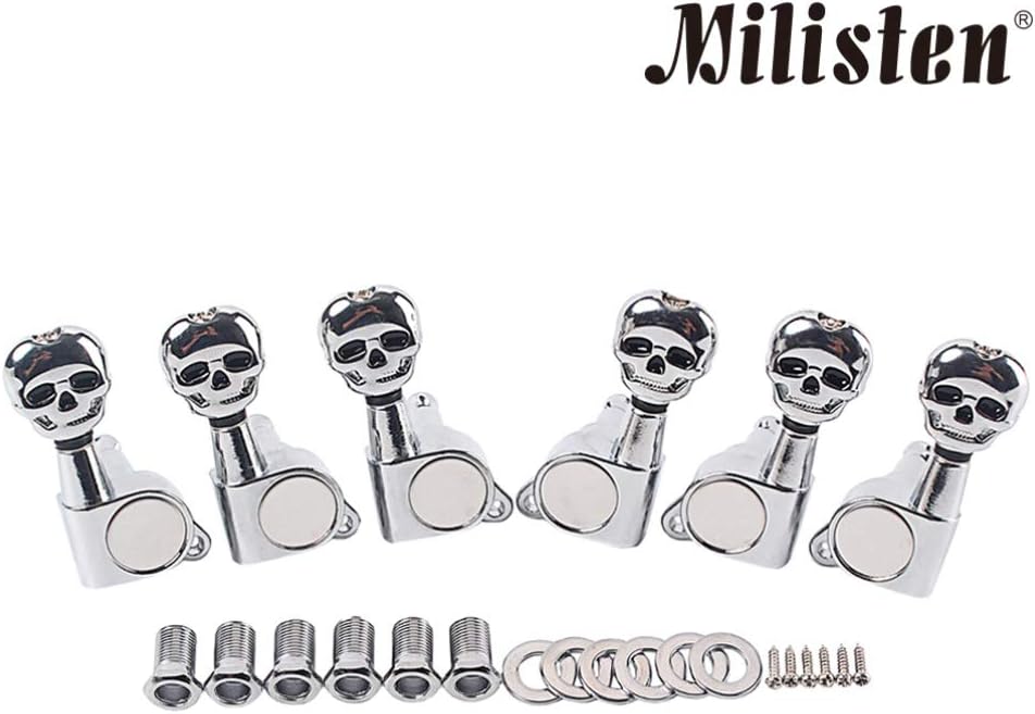 Milisten Guitar String Tuning Peg Skull Shape Tuner Machine Head Knobs Machine Head Tuners with 6 Screws for Electric Guitar Acoustic Guitar Parts Silver : Musical Instruments