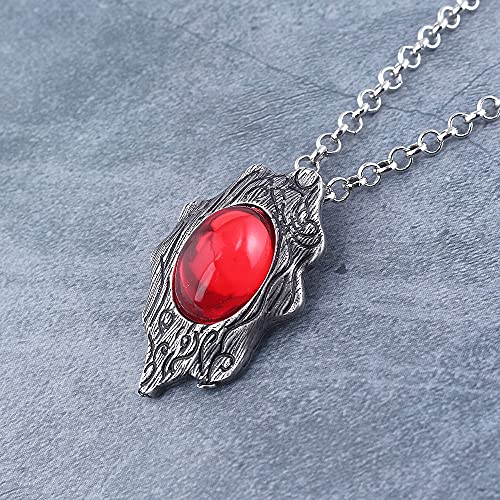 DUNHAO COS Anime Red Crystal Pendant Necklace Amulet Gift for Men and Women Halloween Cosplay Accessory3