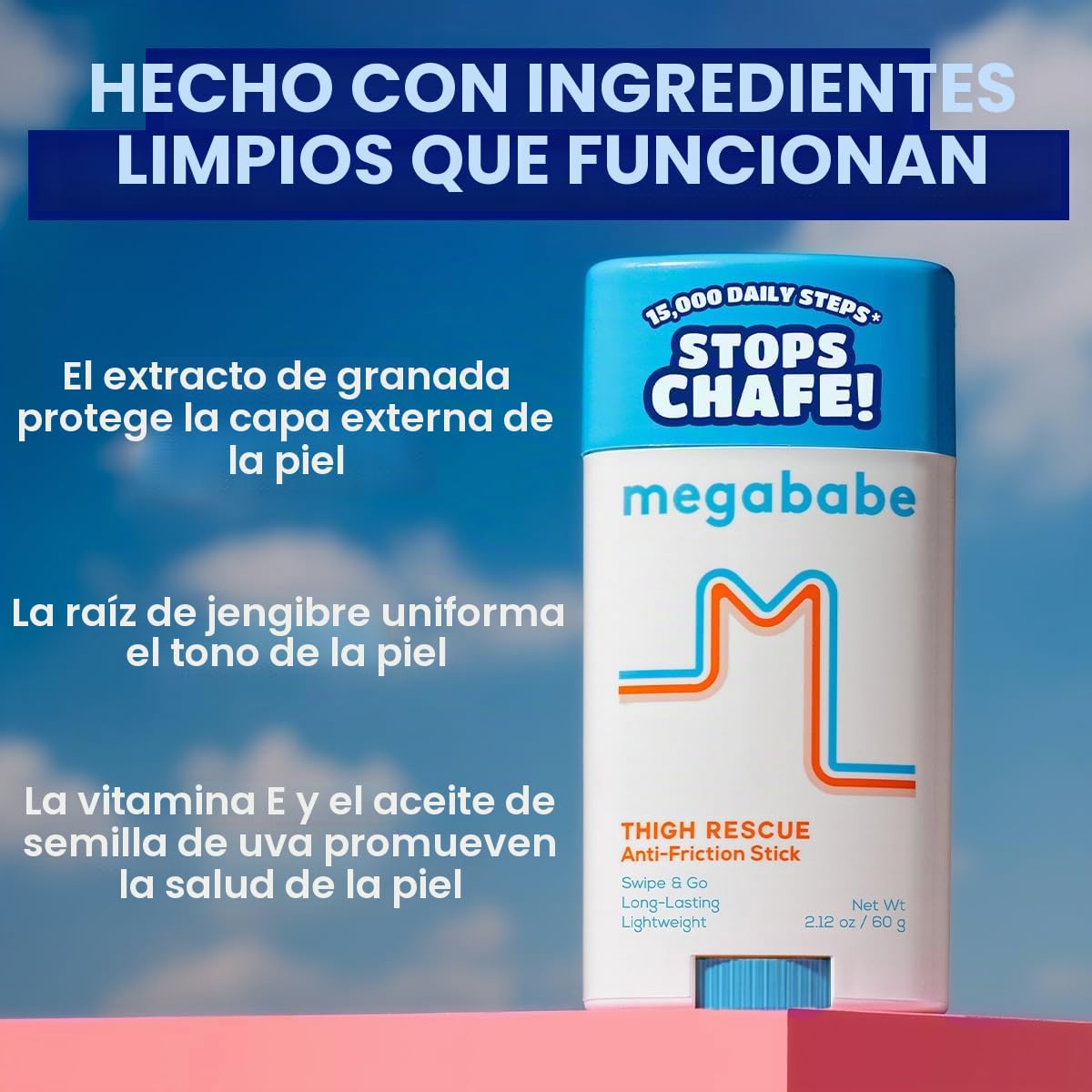 MegaBabe Stick para Rescate de Muslos con Aloe, Pomegranato y Aceite de Uva