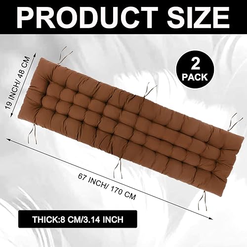 Miniatura 2 de Bucherry Cojines suaves para tumbona de 67 x 19 pulgadas, cojín para silla por gravedad, cojín para sofá, muebles de césped, con 6 lazos