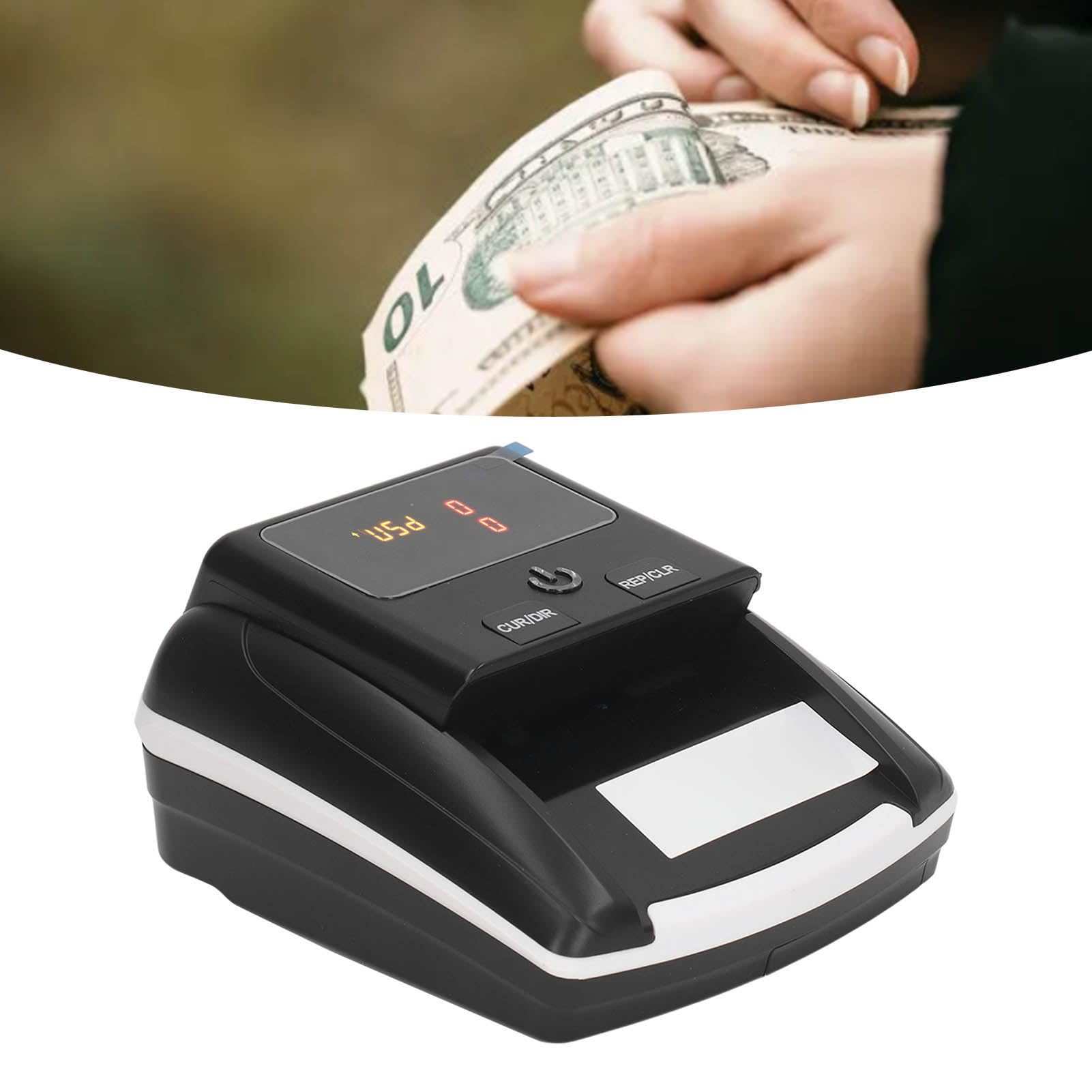 Fockety Rilevatore di Banconote False AL-130, Macchina Conta Soldi USD EUR con Luce IR UV, rilevatore di Denaro Falso Rilevatore Automatico di Denaro On off, contatore di Denaro per