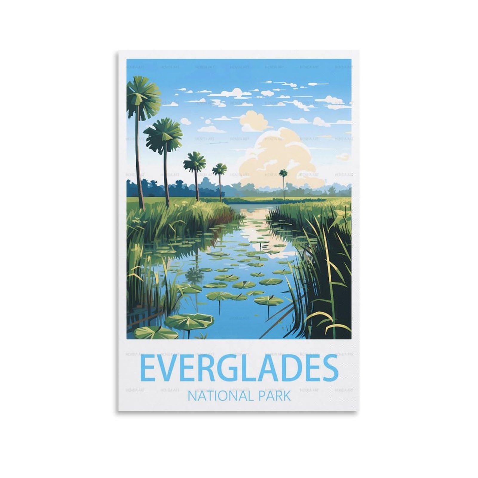 Puplum Unframe-Style Everglades National Park Vintage Travel Poster Landscape 08X12inch(20X30cm) Canvas Wall Art Posters For Living Room Decor Paintings For Home Decor