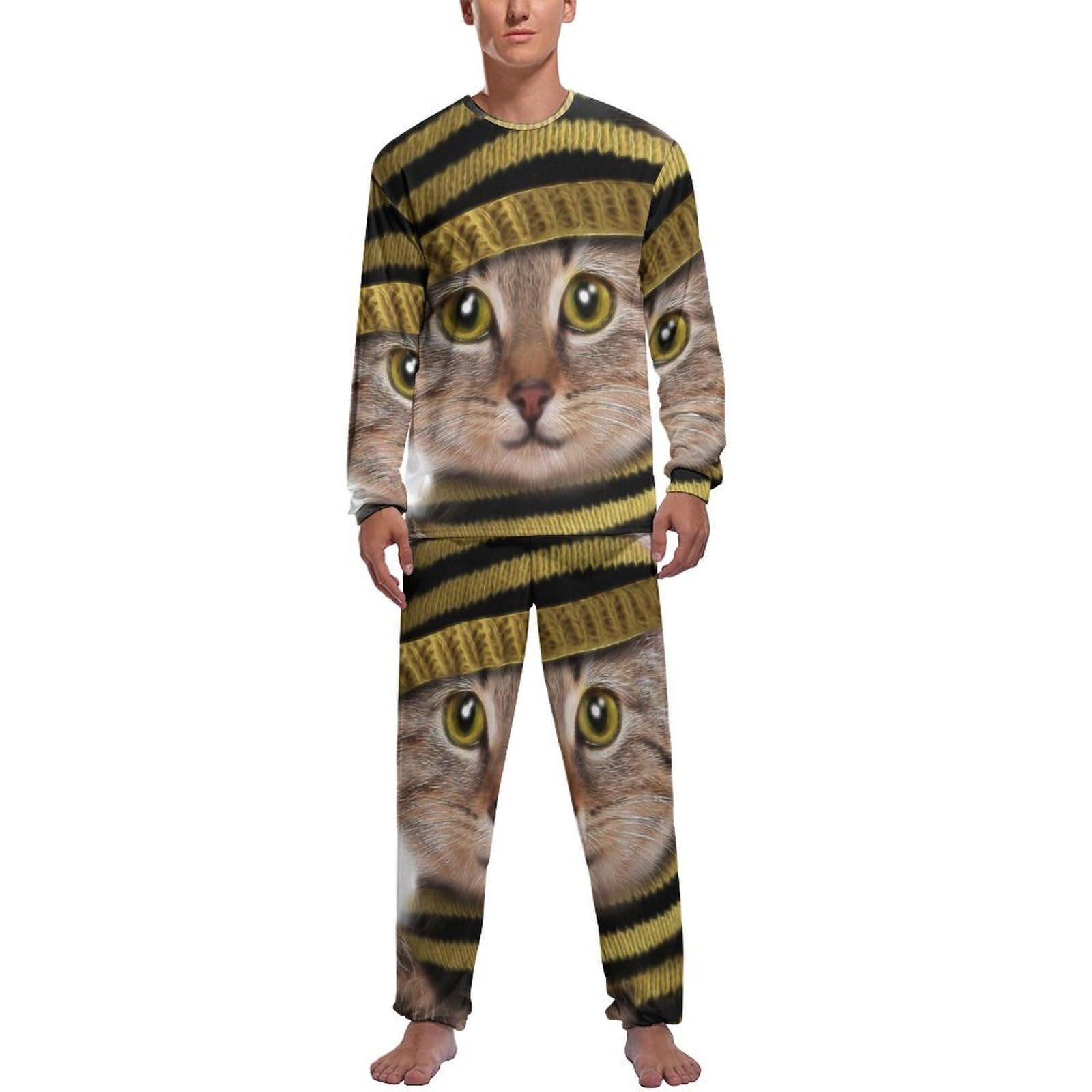 Ensemble de pyjama homme chat avec écharpe : le vêtement de nuit idéal à offrir