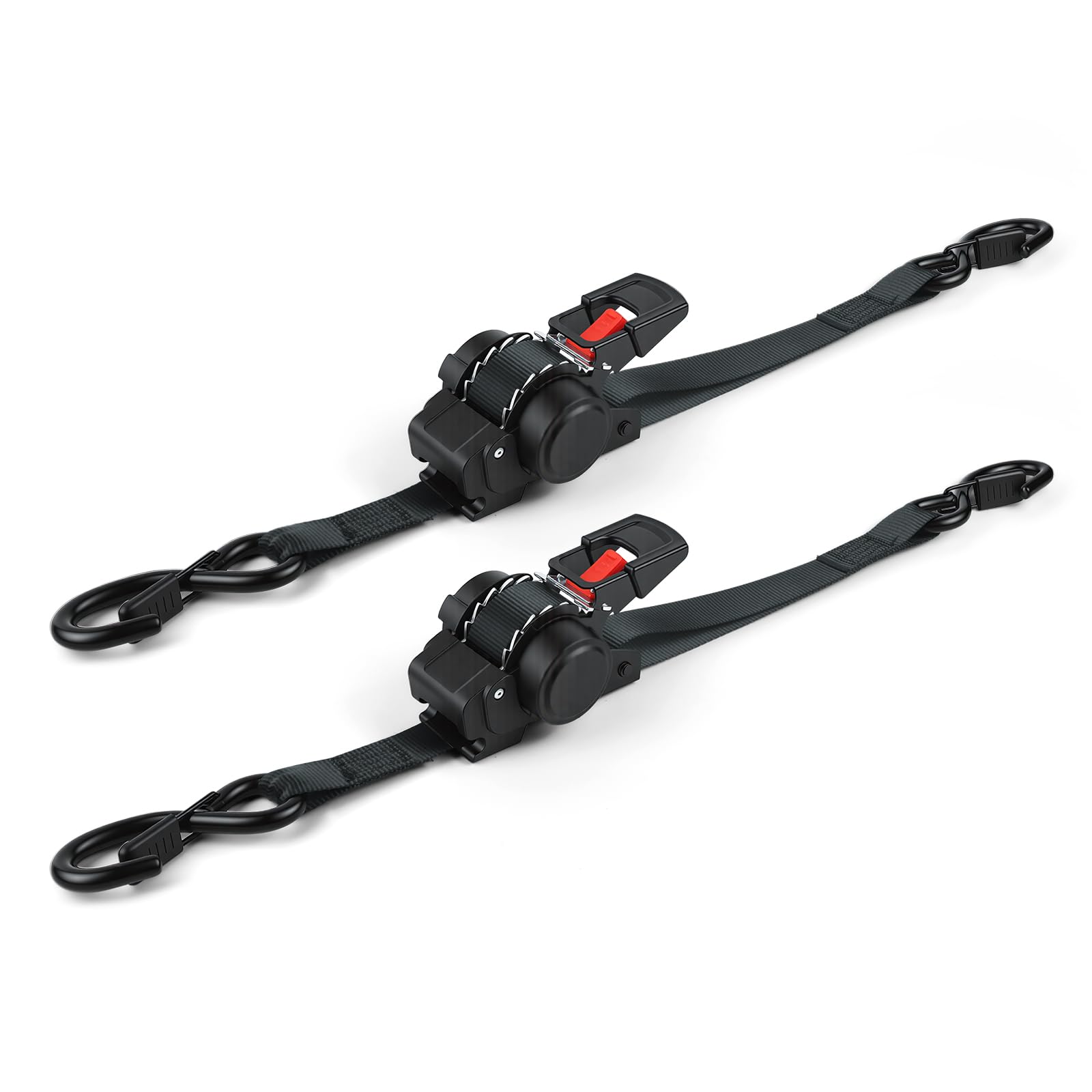 Cinghie di ancoraggio a cricchetto retrattili, 2 Pcs Cinghie di Tensione, Cinghia di tensionamento automatica 3.5m x 2.5cm, resistenza alla rottura massima di 680 kg,con gancio S, per Moto,Auto