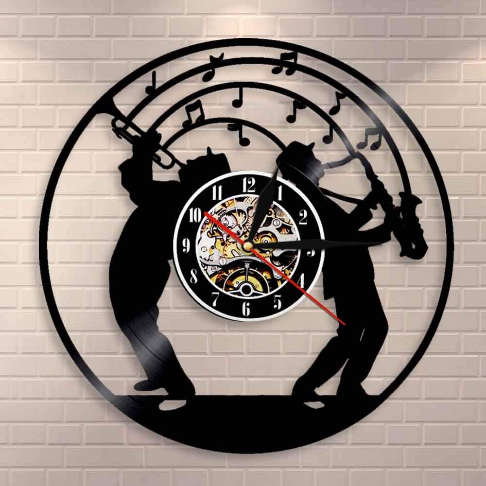 Orologio da parete a tema musicale con disco in vinile a tema sassofono Orologio da parete con movimento silenzioso Studio di musica jazz Decorazione da parete per musica Musicista regalo Dia 30cm 7