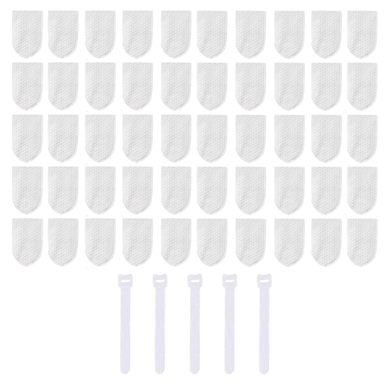 ljhnba 50PCS Faucet Filter Cotton with 5 Ties Splash-Proof Filter Bags for Water Purification Removes Sediment Tap