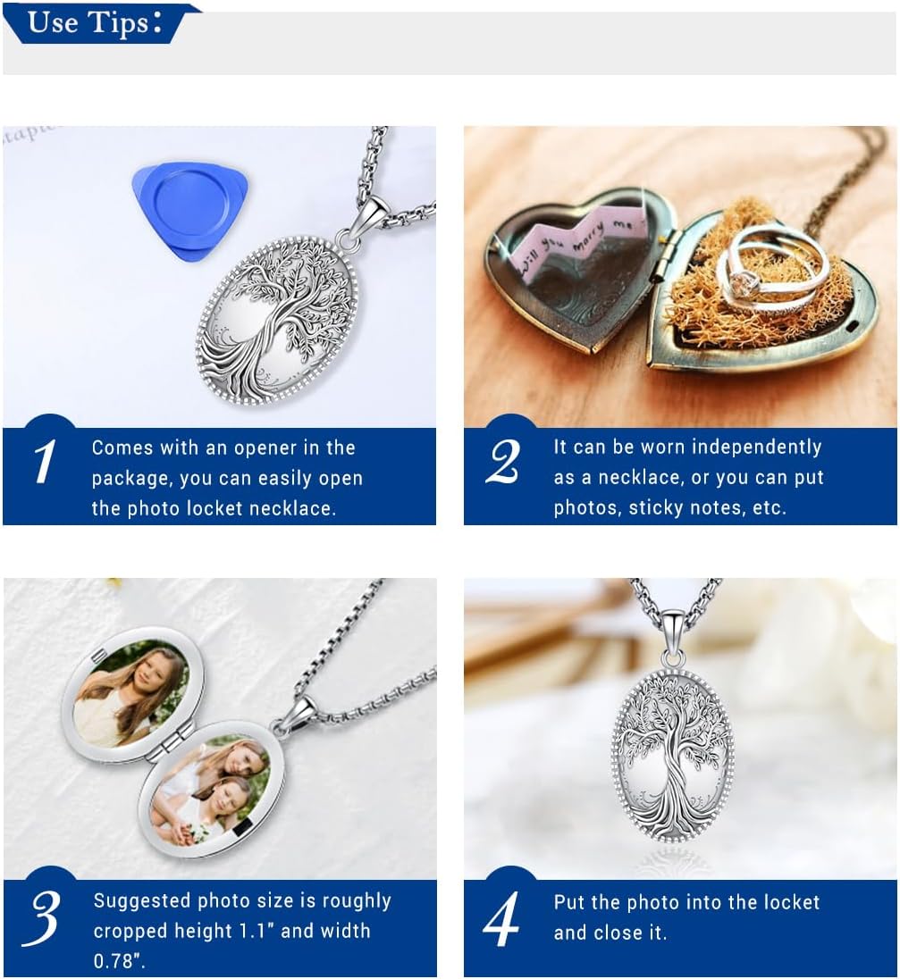 Picture Locket Necklace for Women Men Rose 14K Real Gold 925 Sterling Silver Jewelry Heart Locket Necklace that Holds Pictures Tree of Life Viking Wolf Celtic Knot St Christopher St Michael Pendant - Image 5