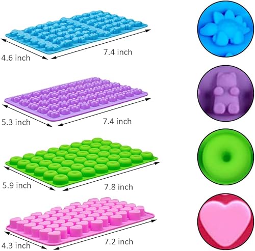 Miniatura 2 de Juego de 4 moldes de silicona para gomitas, moldes de caramelo con 2 cuentagotas para un relleno cómodo, juego de moldes de chocolate incluye moldes