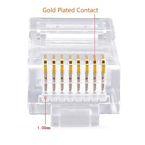 B092J2WBLS_image_1 W-NECTOUN Conector RJ45 Cat5e, paquete de 100 extremos Cat5e, conector RJ45 Cat5eCat5e, enchufe de red UTP para cable de hebra sólida